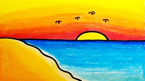 How To Draw A Sea Scenery Easy Step By Step .